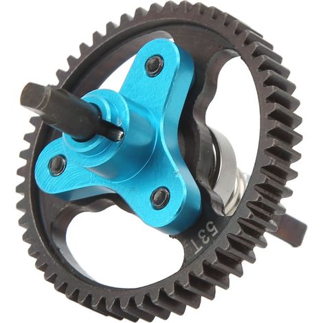 Embrayage à glissement différentiel 53T en acier allié aluminium à engrenages creux pour Traxxas Slash 2 roues motrices 1/10 RC bleu (1/5)