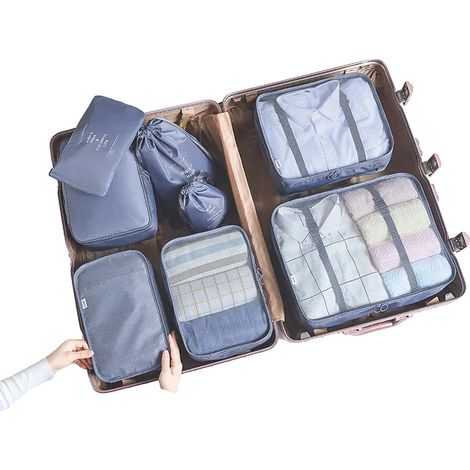 Cubos organizadores de viaje, nailon ligero, diseño impermeable, 8 unidades-b (1/2)