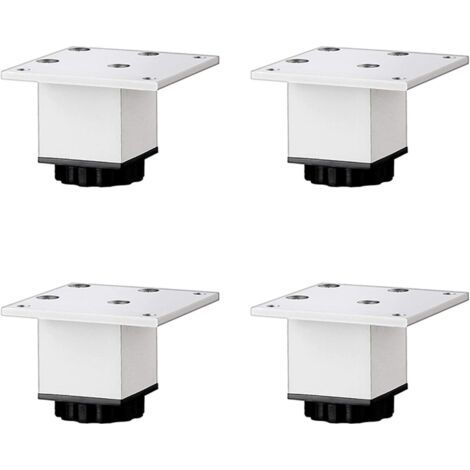 Pieds de meuble de cuisine et de salle de bain en alliage d'aluminium, pieds de meuble carrés réglables, argent givré, 4 pièces (5 cm/2 pouces) (1/5)