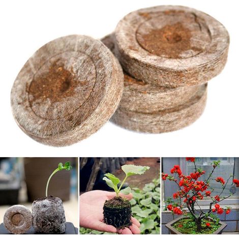 Pastilles de terreau pour semis, fibres végétales, blocs de pépinière, tourbe (1/5)