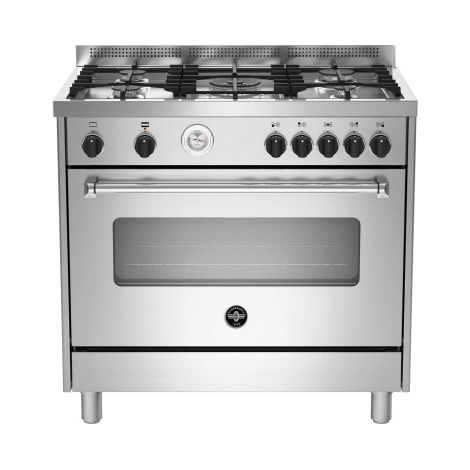 Bertazzoni La Germania Americana AMN965GXT. Tipo di prodotto: Cucina, Colore del prodotto: Acciaio inox, Tipo di controllo: Manopola. Tipo di piano cottura: Gas, Numero totale di fuochi: 5 Fornello... (1/3)