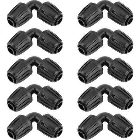 Adaptateurs coudés pour irrigation goutte-à-goutte – Lot de 10 pièces en polyéthylène résistant, compatibles avec tous les tuyaux de 4–16 mm (1/5)