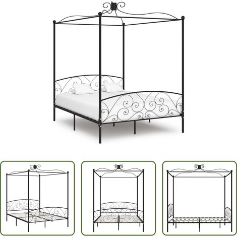 Himmelbett -  Himmelbett-Gestell Schwarz Metall 160 x 200 cm (1/5)