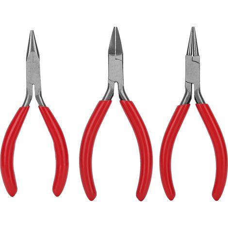 3 pièces Mini Pinces à Bec Fin Plat et Rond pour Bijoux Outil de Coupe de Fils (1/5)