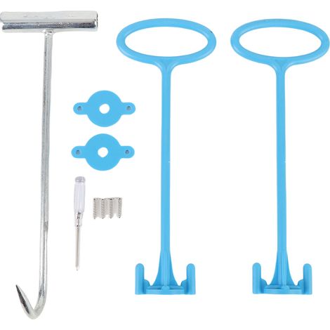 Anse de Panier Skimmer - Installation Facile avec Vis - Pour Tous Skimmers (Sol/Surface) - Matière Plastique et Métal - Ensemble avec 1 Crochet, 2 Anses, 4 Vis, 1 Tournevis