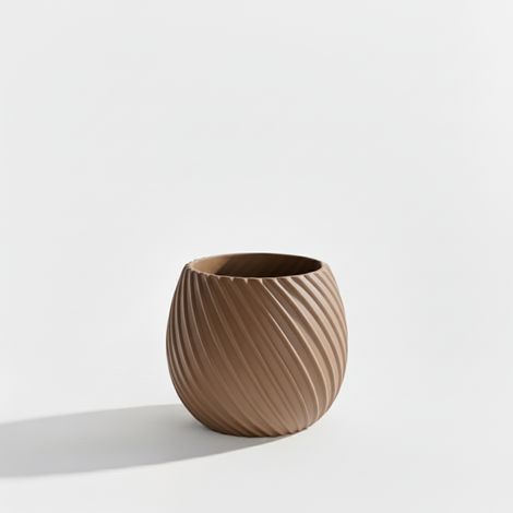 Pot de fleurs design moderne en spirale marron pour plantes (1/3)