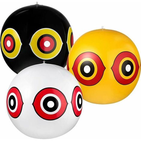 sets of bird repellent balloons, horror balloons with eyes, equipped with eye tags and strings to deter birds, 3 colors (1/5)