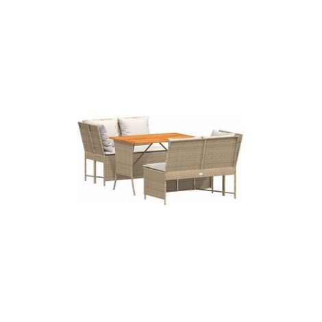 Salon de jardin avec coussins 3 pcs beige résine tressée (1/5)