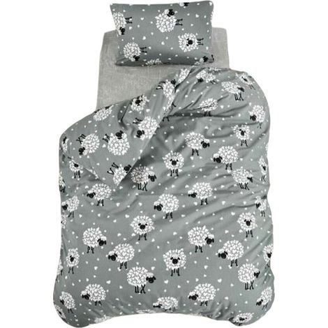 Set da letto - 1 copripiumino 220 x 240 cm + 2 federe 60 x 60 cm - 65% cotone, 35% poliestere - Grigio (1/5)