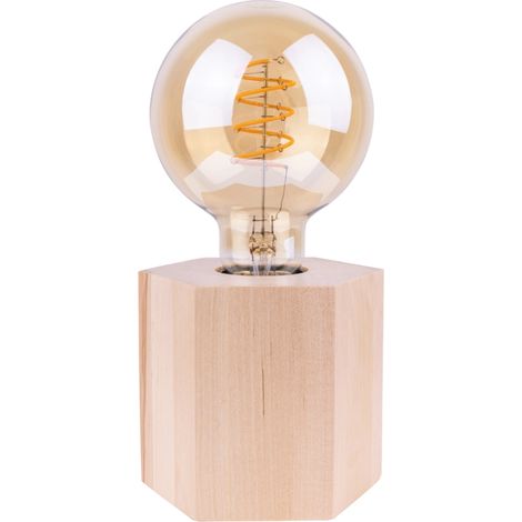 lampada da tavolo onli "fofi" rotonda legno di rovere, e27 (1/4)