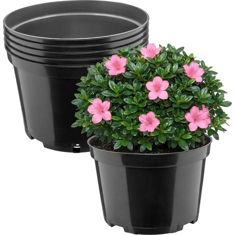 Garronda x5 Pots de Pépinière Ronds en Plastique Ø22 x 14,5 cm (4L) - Pot Semis Robuste avec Drainage Repiquage Pot de Fleur et Culture pour Serre Horticulture Jardin Intérieur Extérieur GD-0202