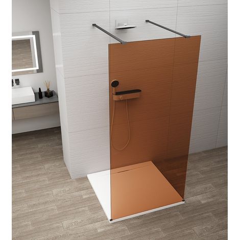 Polysan Esca - Cabine de douche à l'italienne 120x210 cm, Antidrop, verre Marron/noir mat ES1512-06 (1/5)