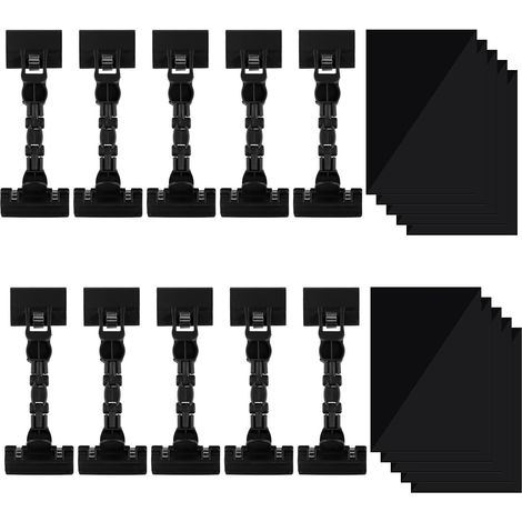 CCYKXAPièces Porte Etiquette Prix Rotatif,10 Pièces Porte Étiquette de Prix Clips, Prix Tag Pince Transparent Prix Porte, Support, Boulangerie (Noir 10pcs)