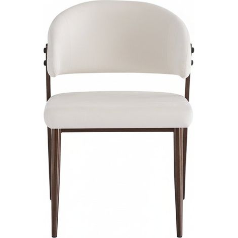 Lot de 4 chaises salle à manger velours beige pieds effet noyer métal LAMIA