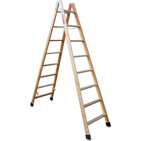Escalera doble subida de madera Peldaños 8-8 LD08 FARAONE