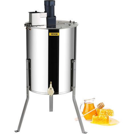 Extracteur de Miel Électrique 4/8 Cadres Centrifugeuse Séparateur Miel 140 W Inox avec Couvercle Taille du Nid d'Abeilles Adaptée Profond 48x23 cm Moyen 48x16 cm Hauteur Réglable pour Apiculture (1/5)