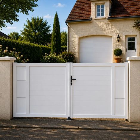 Portail battant manuel PVC blanc structure renforcée H 140 x L 300 ARLES DÉCOR INSERTS (1/5)