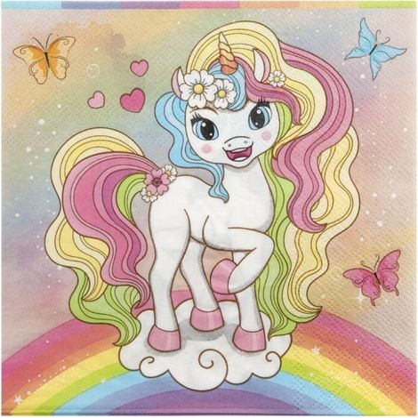 Tovaglioli con unicorno - 33x33 cm, 12 pezzi - Grafix (1/3)