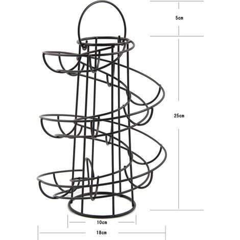 Spiral Egg Holder Freestanding Wire Egg Skelter Dispenser Rack Modern Spiraling Dispenser Rack up to 18 Eggs for Countertop Kitchen (Black) (1/4)