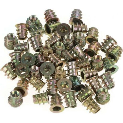 AIPERQ Jeffergarden 50 écrous de meubles à tête hexagonale en alliage de zinc M5 10 mm filetés pour insert en bois