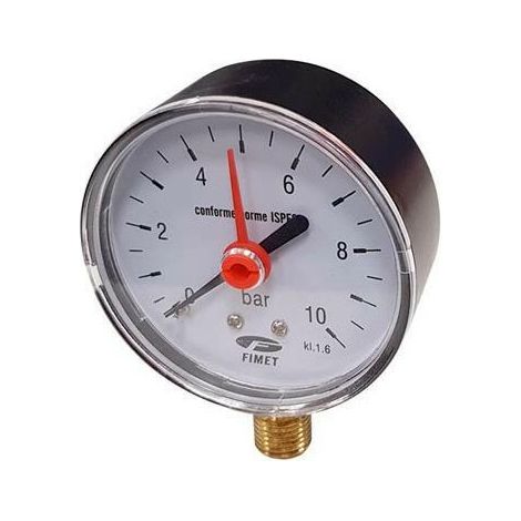 M1-ABS 63/R+FE Manometro DN 63 ad attacco radiale, scala 0÷10 bar - attacco G1/4B - cassa in plastica e indice rosso per impianti di riscaldamento PZFEA3210BB15