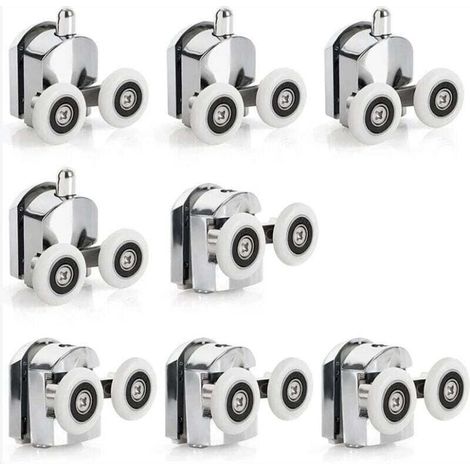 AMXCNOY 8 Schiebetürrollen für Duschen, Duschtürrollen aus Zinklegierung, 23 mm Durchmesser, Doppelrollen als Ersatz für Badezimmer (1/4)