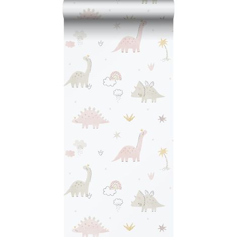 papier peint dinosaures rose clair, blanc et gris - Sanders & Sanders (1/5)