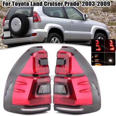 Paire Feux Arrière Modifiés LED Gauche et Droit pour Toyota Land Cruiser Prado J120 / FJ120 2003 à 2009 Feux de stop, recul, clignotant intégrés 12V, Carrosserie plastique PC transparent