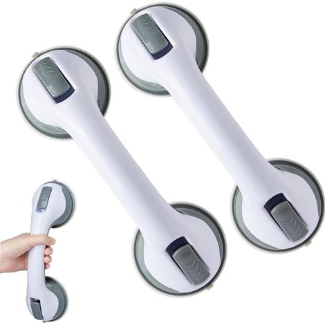 Lot de 2 barres d'appui à ventouse, 30 CM Barres d'appui de Douche Forte Prise, accoudoirs de baignoire de salle de bain, pour Personnes Âgées (1/5)