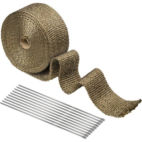 Ruban isolant thermique en alliage de titane pour pot d'échappement de moto - anti-brûlure - 15 m (avec 10 attaches de câble) (1/5)