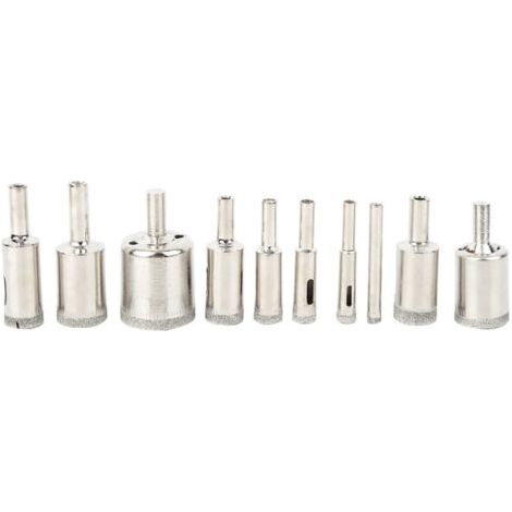 BUNTHAUS Lot de 10 forets diamantés de 6 à 30 mm pour le perçage du marbre et des carreaux de verre.