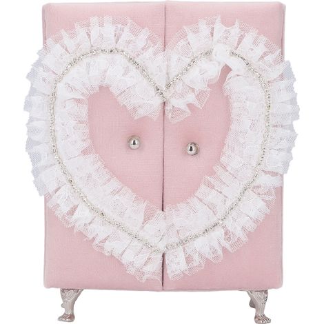 Penderie miniature rose pour poupée avec strass, boîte à bijoux mignonne en forme d’armoire, accessoire de maison de poupée pour fille enfant (1/5)