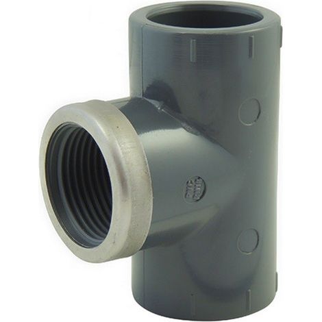 Raccord PVC pression - Té 90° avec dérivation taraudée PVC pression à visser renforcés FFF Ø50-1''1/2