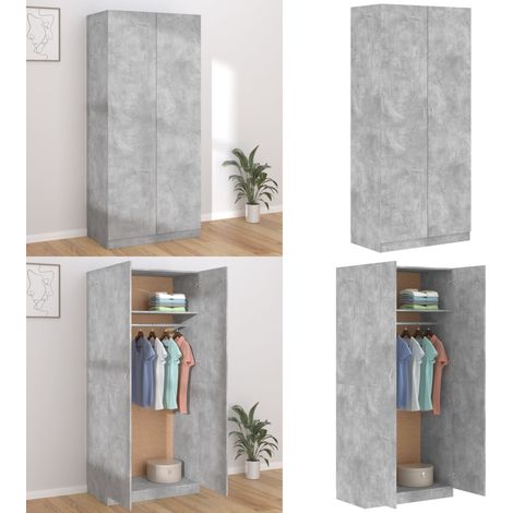 Garde-robe Gris béton 90x52x200 cm Bois d’ingénierie - Armoire - Meuble Rangement - Placard - Dressing - Armoire Gris - Home & Living (1/5)