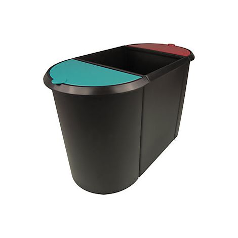 Papelera  plástico  TRIO  con tres compartimentos de