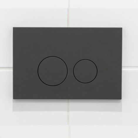 QeramiQ Push Plaque de commande- pour réservoir encastré Geberit UP320 - double chasse - boutons ronds - plastique - anthracite mat (1/3)