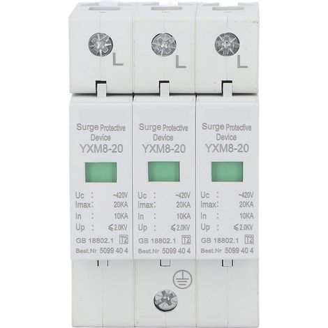 Dispositif de Protection Contre Les Surtensions 420V 3P Guide Rail Parafoudre Protecteur Module de Protection électronique pour Solaire Photovoltaïque, Alimentation (1/5)