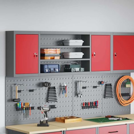 Werkzeugschrank mit Regal Rot und Grau 150 x 20 x 55 cm (1/5)