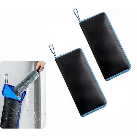 Set mit 2 Regenschirmhüllen – 28 x 12 cm – Saugfähige und wasserdichte Hülle – Faltbare Hülle (1/5)
