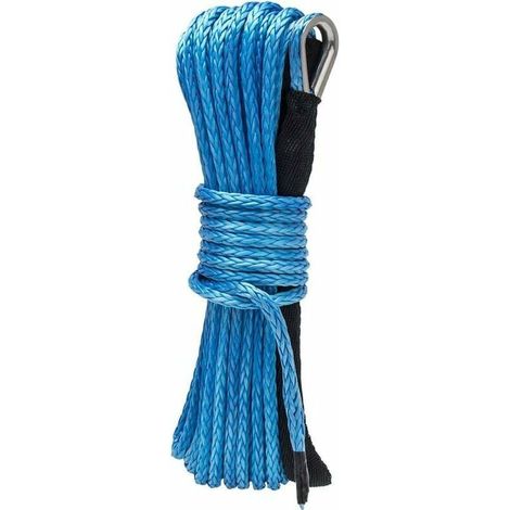 Corde du Treuil Synthétique 6 mmx15 m(1/4quot x 50') Force de Rupture 3400kg (10000 LB) Cble du Treuil Synthétique pour VTT UTV (Bleu) (1/2)