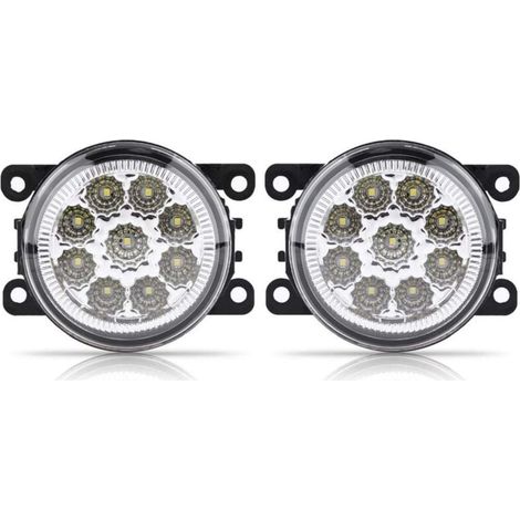 Fog Light Ranger,Fog Light Ranger, Feux Diurnes Rond,Fendinebbia+Smart+450,Feux De Jour Led Fiat Drl Voiture Antibrouillard,Antibrouillard,9 Led Voiture Avant Rond Antibrouillard Drl Feux De (1/4)