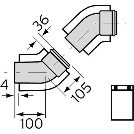 Vaillant Curva a 45 gradi (2 pz.) turboTEC Guida aria/gas di scarico, alluminio, 60/100 mm, 303809