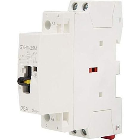 2P 25A Rail DIN Ménage AC Contacteur avec Interrupteur de Commande Manuel Ménage AC Contacteur pour Bâtiment (2NO),A (1/5)