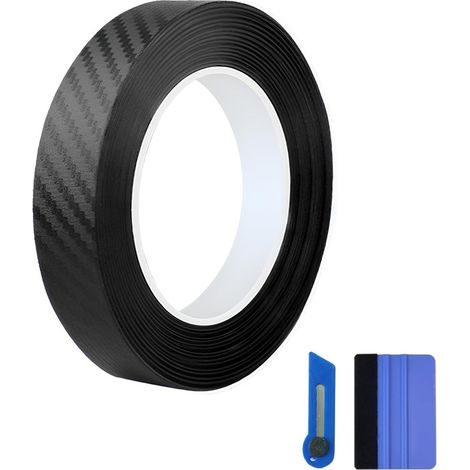 Film Vinyle de Covering, Protection Seuil de Porte Voiture 3 x 914.4CM Covering Carbone Autocollant Adhésif Film de Protection Chrome Delete pour Voiture Extérieure, Moto, Vélo (1/5)