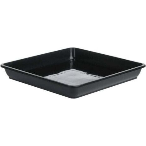 Black Plastic Planter 2525cm Square Drip Tray Flower Box Suitable for Indoor and Outdoor, 2 Pieces (1/4)