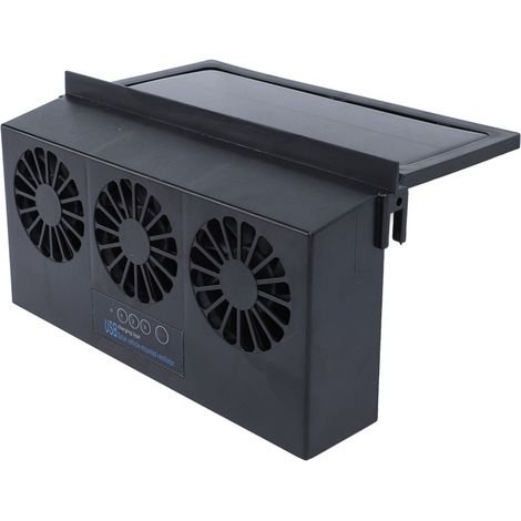 Ventilador extractor de coche con energía solar, 3 cabezales, eliminación de olores, purificador de aire multifuncional, ventilador de refrigeración para el hogar, el coche y la oficina, color negro.