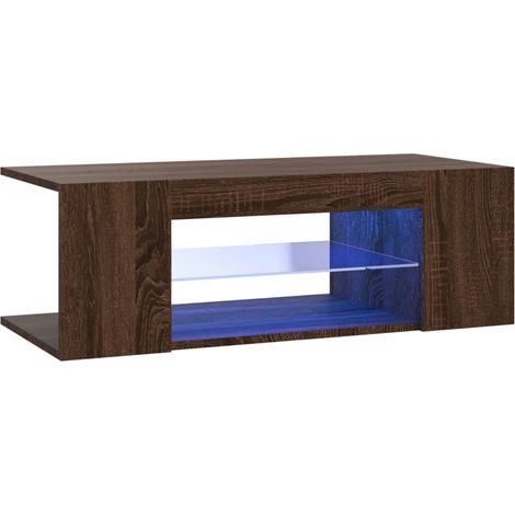 Mobile TV multimediale scaffale per televisione televisione buffet sala da pranzo soggiorno camera da letto con luci a LED rovere 90 x 39 x 30 cm marrone 020026703