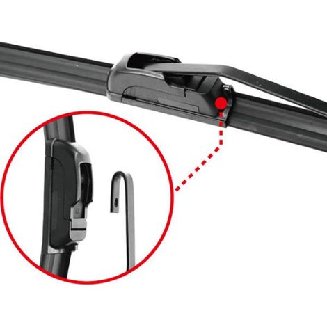 Two sizes: 21 inches Color: Black Material: Rubber + Plastic Frameless wiper blades Universal for all types of wipers. (1/4)