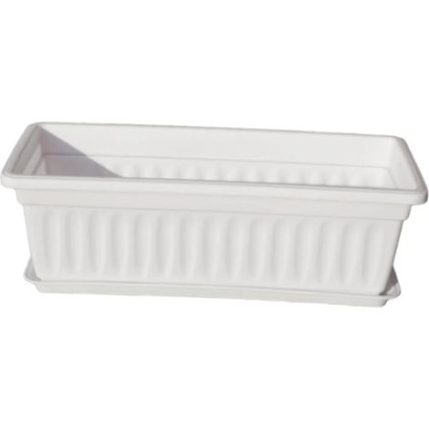 Pot de fleurs rectangulaire avec trou de drainage et soucoupe (1/5)