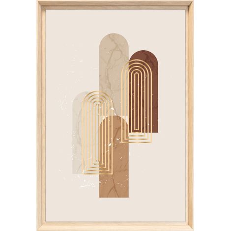 Tableau mural encadré arches dorées minimalistes 40x60 cm - Tableau Mural Décoratif - Image Encadrée Imprimée en HD - Impression 40x60 cm sur Fibres de Bois FSC - Finition Mate - Fabriqué en France (1/5)